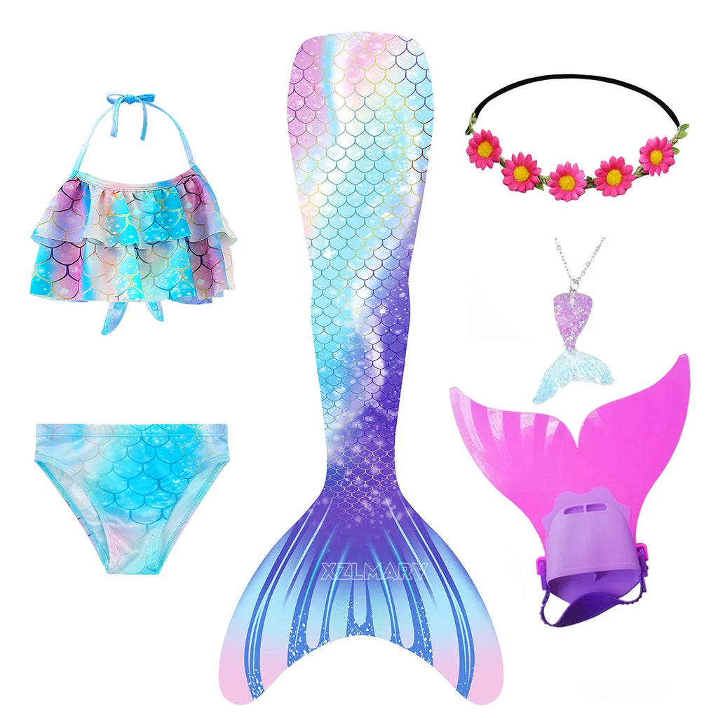 Mermaid Costume for Girl Mermaid Tail for Swimming Can Add Monofin Fin Girls Ariel Mermaid Costumes Cosplay Birthday Gift