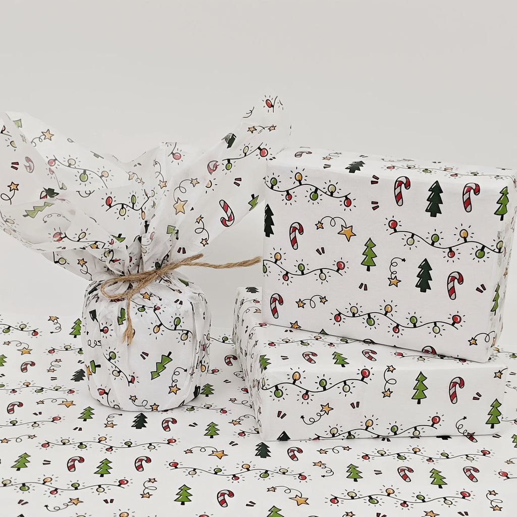 10/20 Sheets of Tissue Paper with Christmas Lantern Patterns, 20*14inch Gift Wrapping Papers, Suitable for Christmas, Winter, Thanksgiving, Birthday Gift Wrapping, Bouquet Filling, and Party Gift Packaging, Best for Christmas