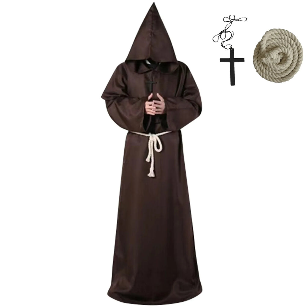 Monk Clothing Ancient Costume Medieval Monk Robe Wizard Clothing Priest Clothing Halloween Cos Costume