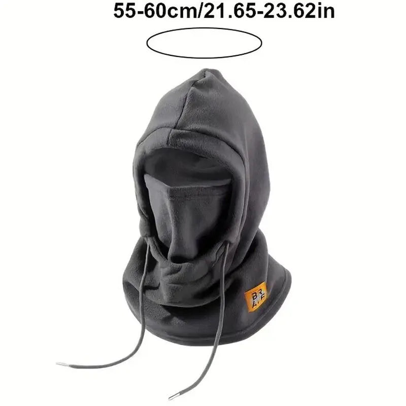 Unisex Winter Balaclava Knit Hood - Windproof Mask with Drawstring Motorcycle Riding Headgea Warm Knitted Cap Cold Weather