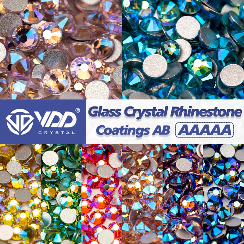 VDD SS4-SS30 AAAAA Top Quality Multi-color AB Glass Rhinestones Crystal Glitter Strass Flat Back Glue On Stones For Nail Art DIY