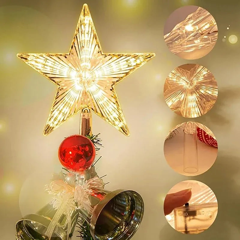 15cm Christmas Tree Decoration Stars Warm White Lights Home Room Decor LED Shining Lamp Xmas Festival TopStar Navidad 1.07in