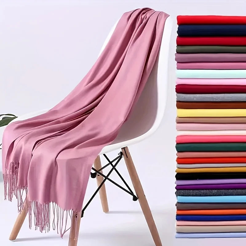 Desgine Brand Solid Women Cashmere Scarf Autumn Winter Warm Shawls Wraps 2024Men's Pashmina Tassels Scarves Female Foulard Mujer
