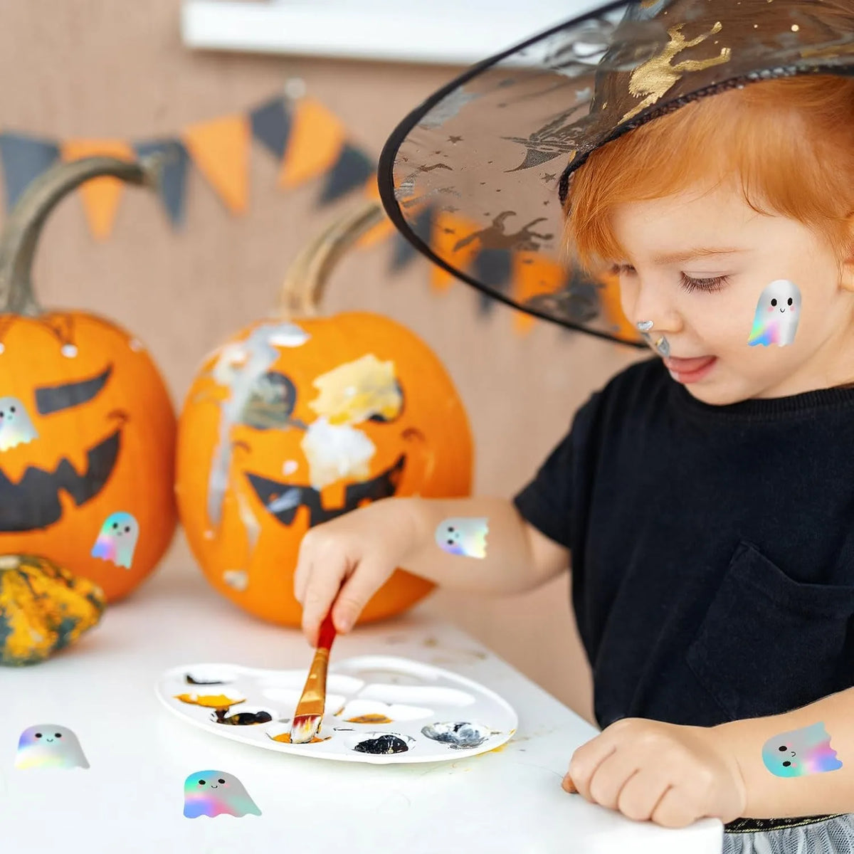 500pcs Halloween Ghost Stickers Roll Ghost Laser Stickers Decorative Self-Adhesive Paper Decals for Halloween Party Favors