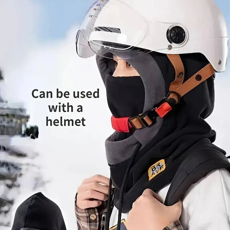 Unisex Winter Balaclava Knit Hood - Windproof Mask with Drawstring Motorcycle Riding Headgea Warm Knitted Cap Cold Weather