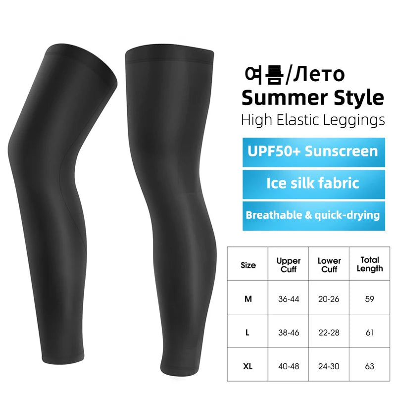 WEST BIKING Summer Running  Cycling Legs Sleeve Ice Silk UV Protection Compression Non-Slip Leg Warmer Cooling Sport Gear