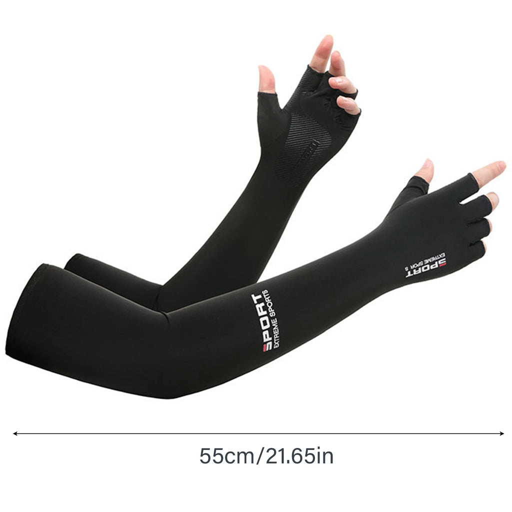 Summer Anti-UV Cooling ‌Ice Silk Arm Sleeves Breathable Stretchy Cover UV Protection Sun Sleeves for Cycling Running Sports