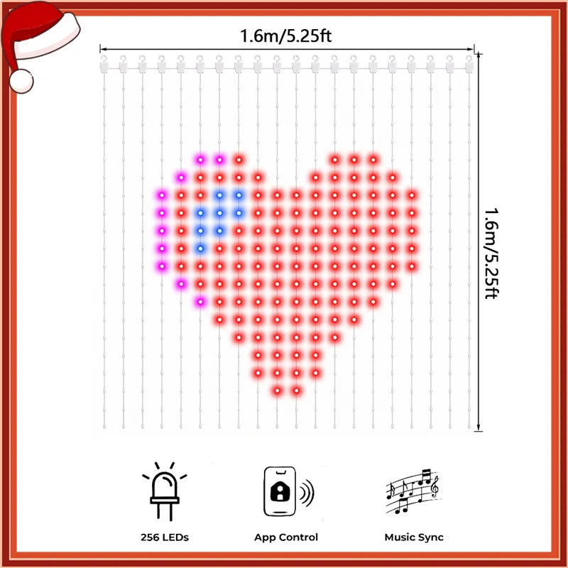 1/2PCS Smart LED Curtain Lights LED Fairy Lights App Control Music Sync DIY Pattern Waterproof for Indoor Outdoor Party Decor