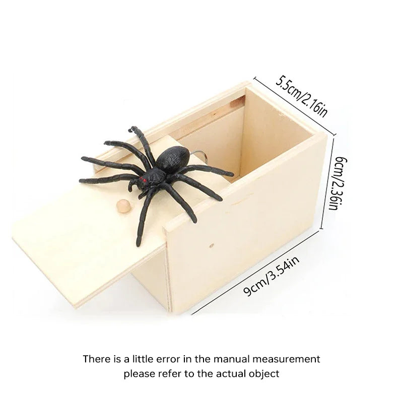 2026 Fashion Trick Spider Funny Scare Box Prank Trick Friend Office Toys Wooden Hidden Box Prank Wooden Scare Box Fun Game