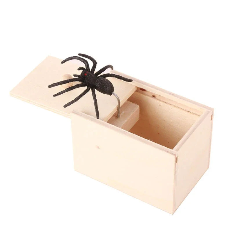 2026 Fashion Trick Spider Funny Scare Box Prank Trick Friend Office Toys Wooden Hidden Box Prank Wooden Scare Box Fun Game