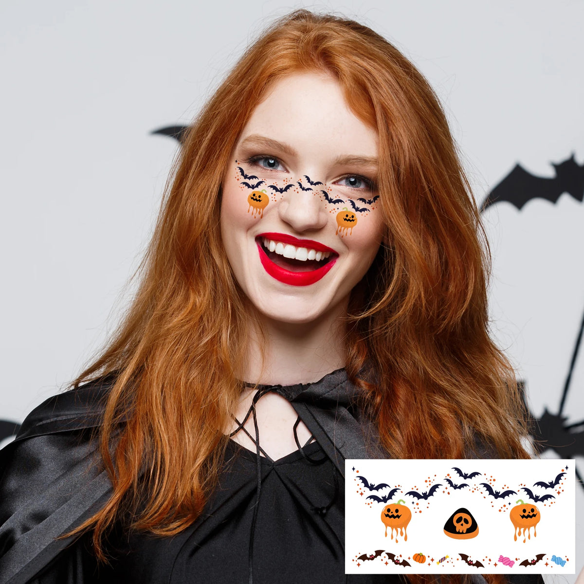 Halloween Blush Face Stickers, Waterproof & Easy to Remove, Cute Temporary Tattoos for Halloween Party Makeup Kit，8 sheets