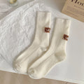 Winter Cozy Thickened Pile Socks Mid Calf Length Casual Cotton Soft Keep Warm Knitted Snow Boot Footwear Letter Print Hosiery