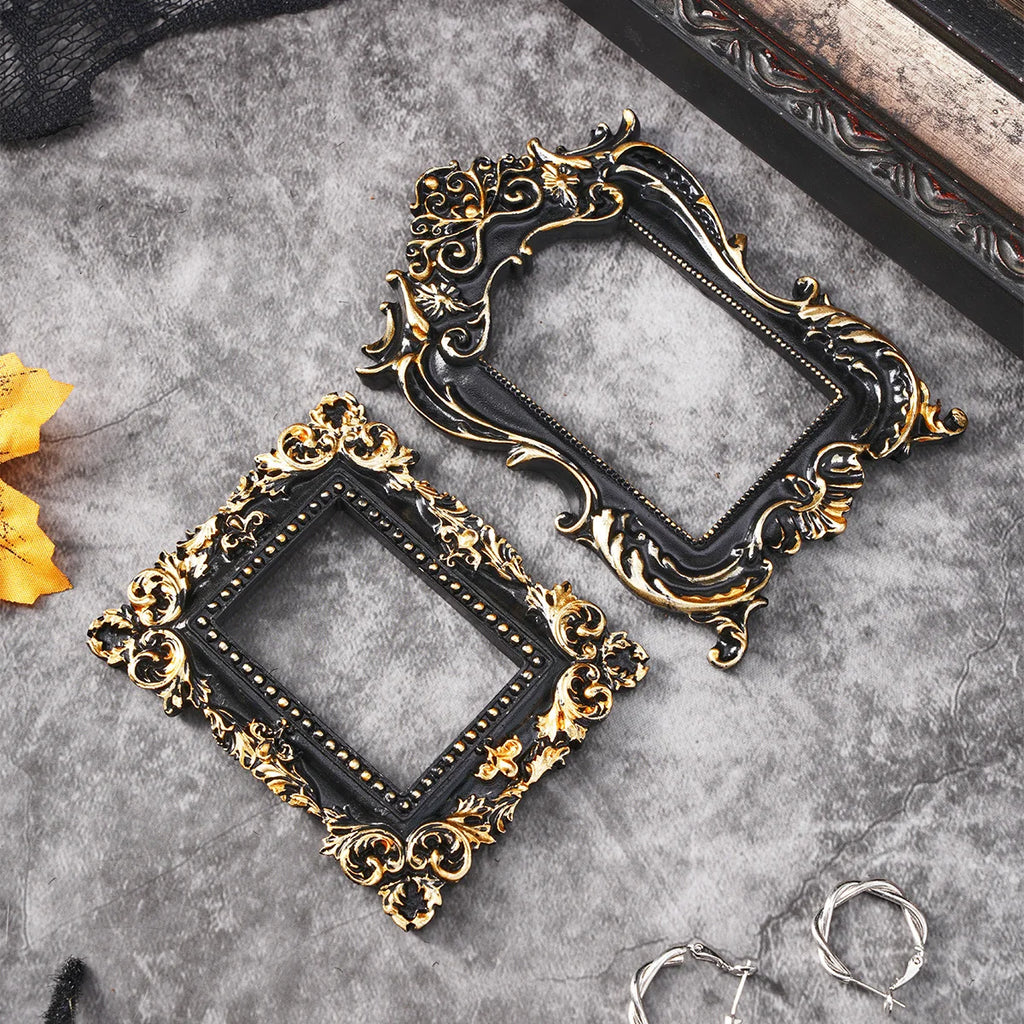 1PC Halloween Decor Resin Material European Three-Dimensional Patterned Black Oval Prop Frame Decoration