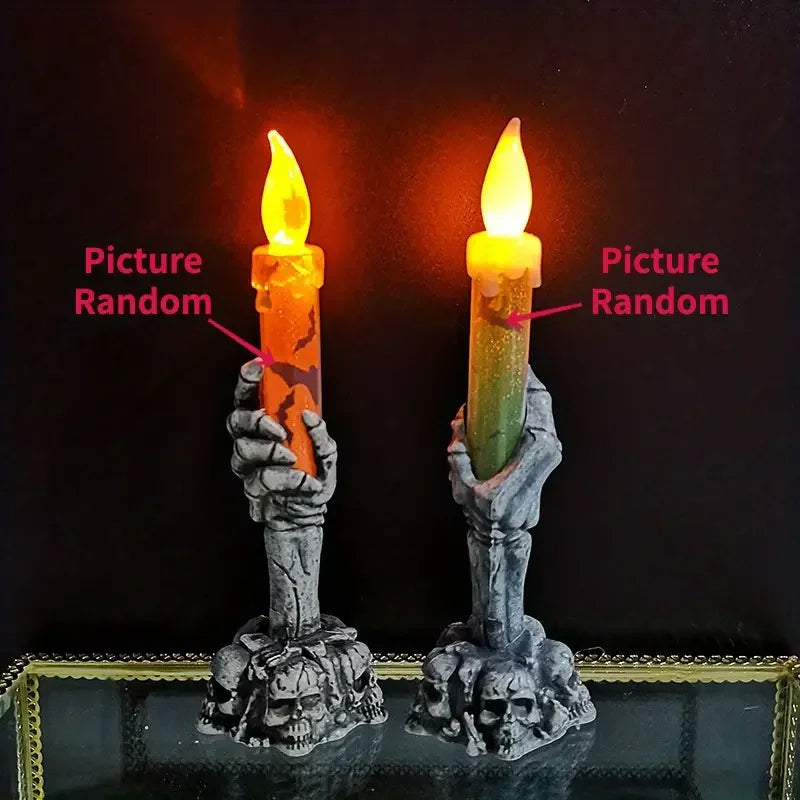 Halloween Skeleton Ghost Hands Led Candles Light Happy Halloween Party Home Decoration Supplies Haunted House Horror Props