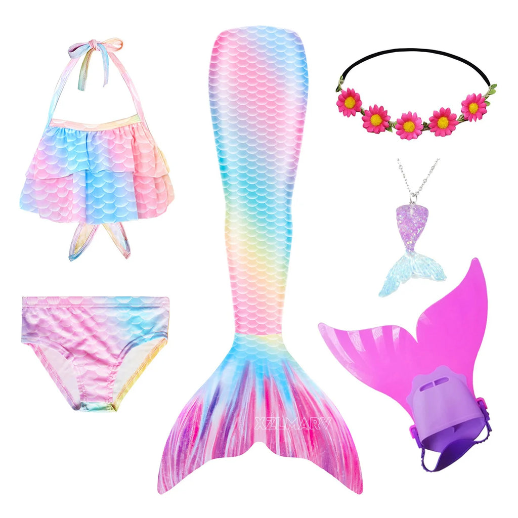 Mermaid Costume for Girl Mermaid Tail for Swimming Can Add Monofin Fin Girls Ariel Mermaid Costumes Cosplay Birthday Gift