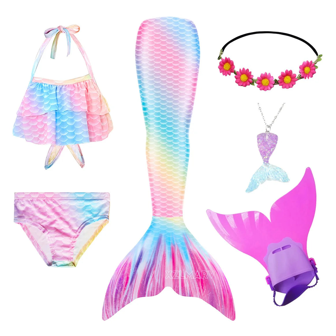 Mermaid Costume for Girl Mermaid Tail for Swimming Can Add Monofin Fin Girls Ariel Mermaid Costumes Cosplay Birthday Gift