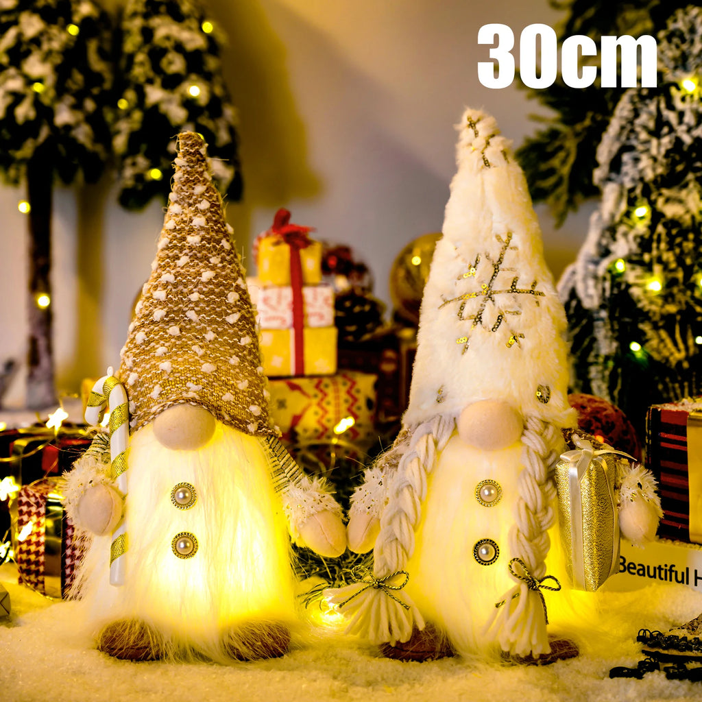 30cm Glowing Gnome Christmas Decorations 2026 Faceless Plush Dolls Elf Home Ornaments Navidad New Year 2027 Gift