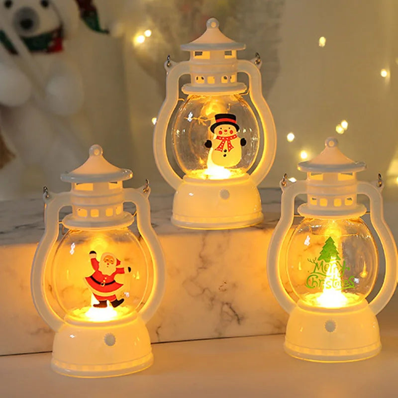 Portable LED Christmas Santa Claus Snowman Lanterns Indoor Decor Lights Battery Powered for Home Xmas New Year Navidad Ornaments