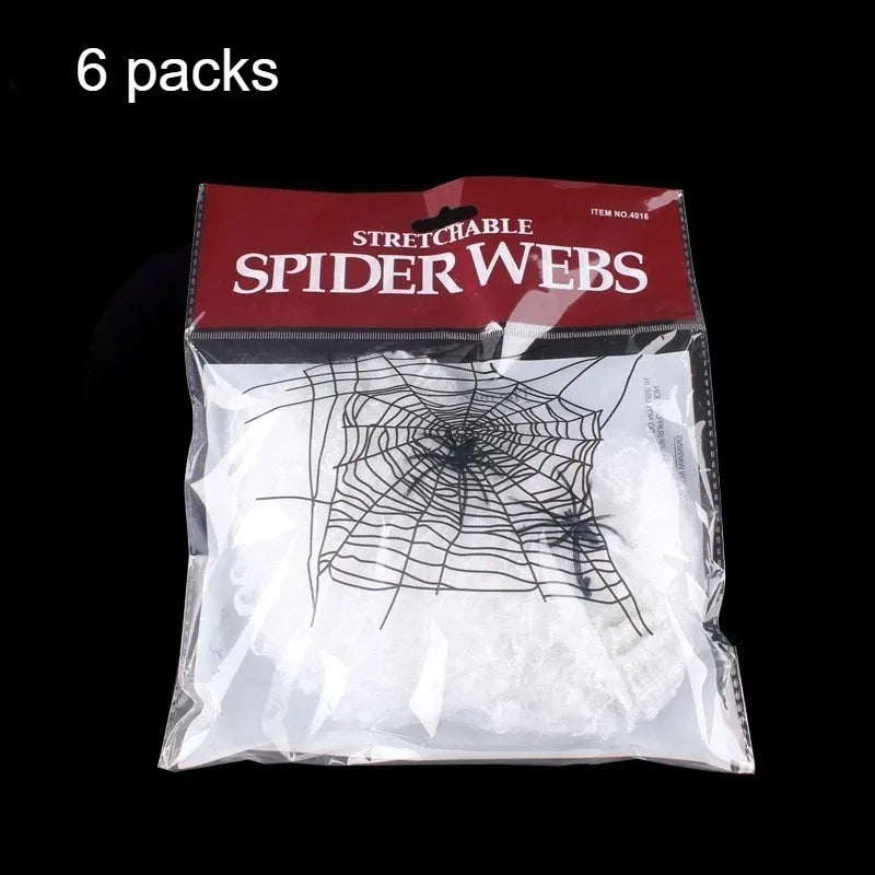 Stretchable Spider Webs with 2 Spiders Each,Party Supplies Halloween Cobweb Decorations for Haunted Houses, Room and Home Decor