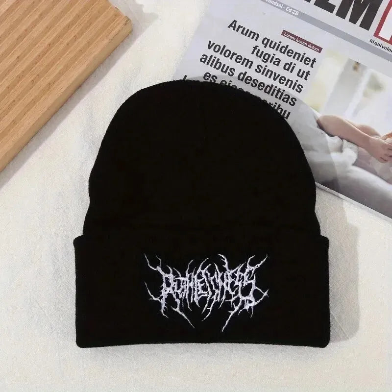 Warm Women Men Winter Beanies Hats Gothic Street Punk Knitted Bonnet Caps 100% Acrylic Fashion Keep Warm Skullies Beanies Hats