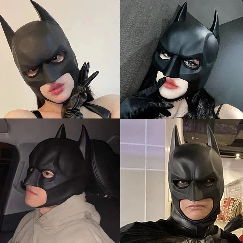 Bat Mask Headgear Latex Material Cosplay Headgear Halloween Night Dance Party Adult Masquerade Mask Latex Mask for Men Anime
