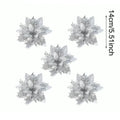 Christmas Glitter Artificial Flowers Christmas Tree Hanging Ornaments Fake Flower for Home 2026 Xmas New Year 2027 Navidad Gift