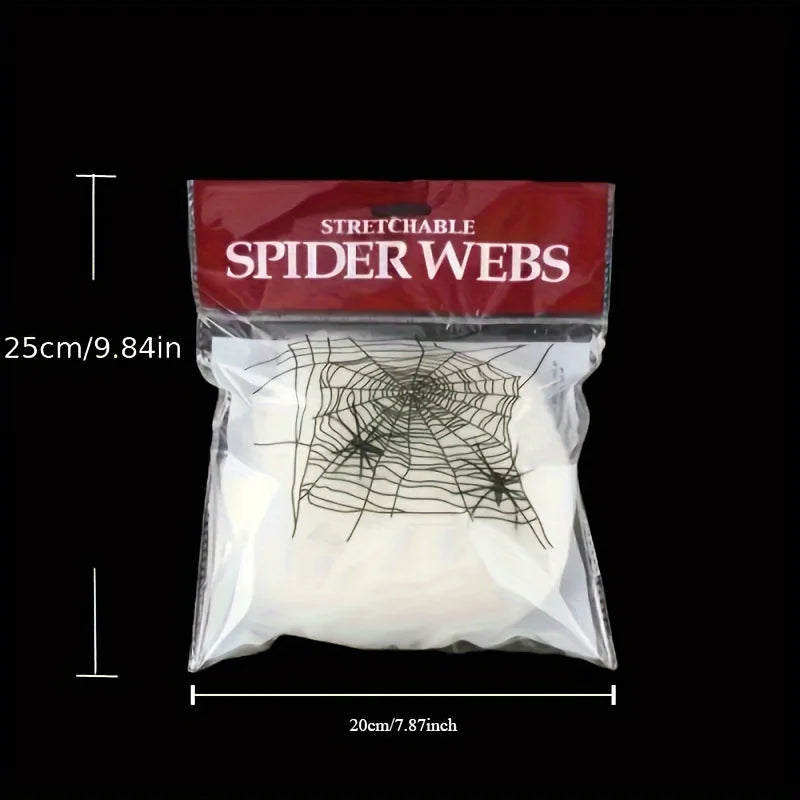 Stretchable Spider Webs with 2 Spiders Each,Party Supplies Halloween Cobweb Decorations for Haunted Houses, Room and Home Decor