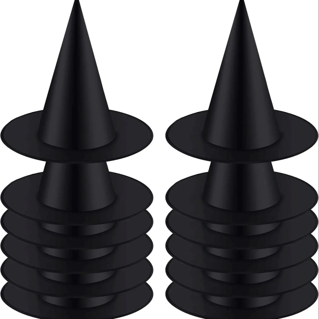 12pcs Halloween Witch Hat Cap Hanging Witch Hat Costume Accessory for Halloween Party Favor, Black
