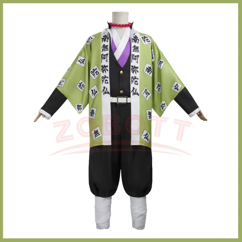 Anime Himejima Gyomei Cosplay Costume Monk Printing Outer Drape Team Uniform Bracelets Man Halloween Carnival Party Cosplay Suit