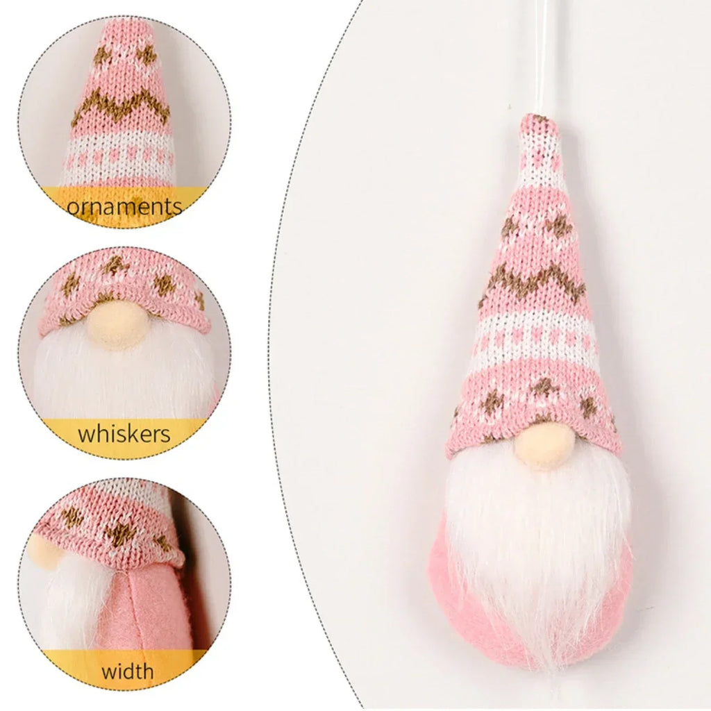 3pcs Christmas Gnomes Plush Santa Doll Knitted Fabric Xmas Tree Hanging Ornaments Gonk Dwarf Elf Decoration Gifts New Year