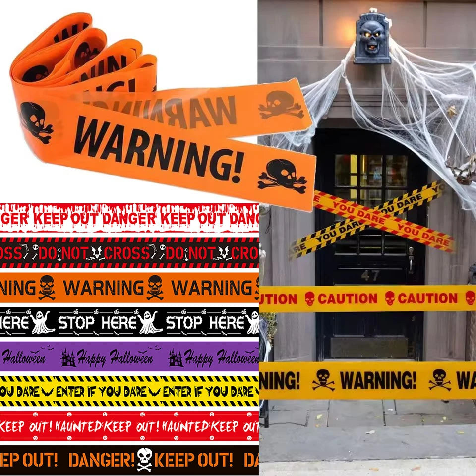 Halloween Party Decoration Warning Tape Scary Caution Tape Roll Hazard Warning Tape Indoor Outdoor Spooky DIY Prop Decorations
