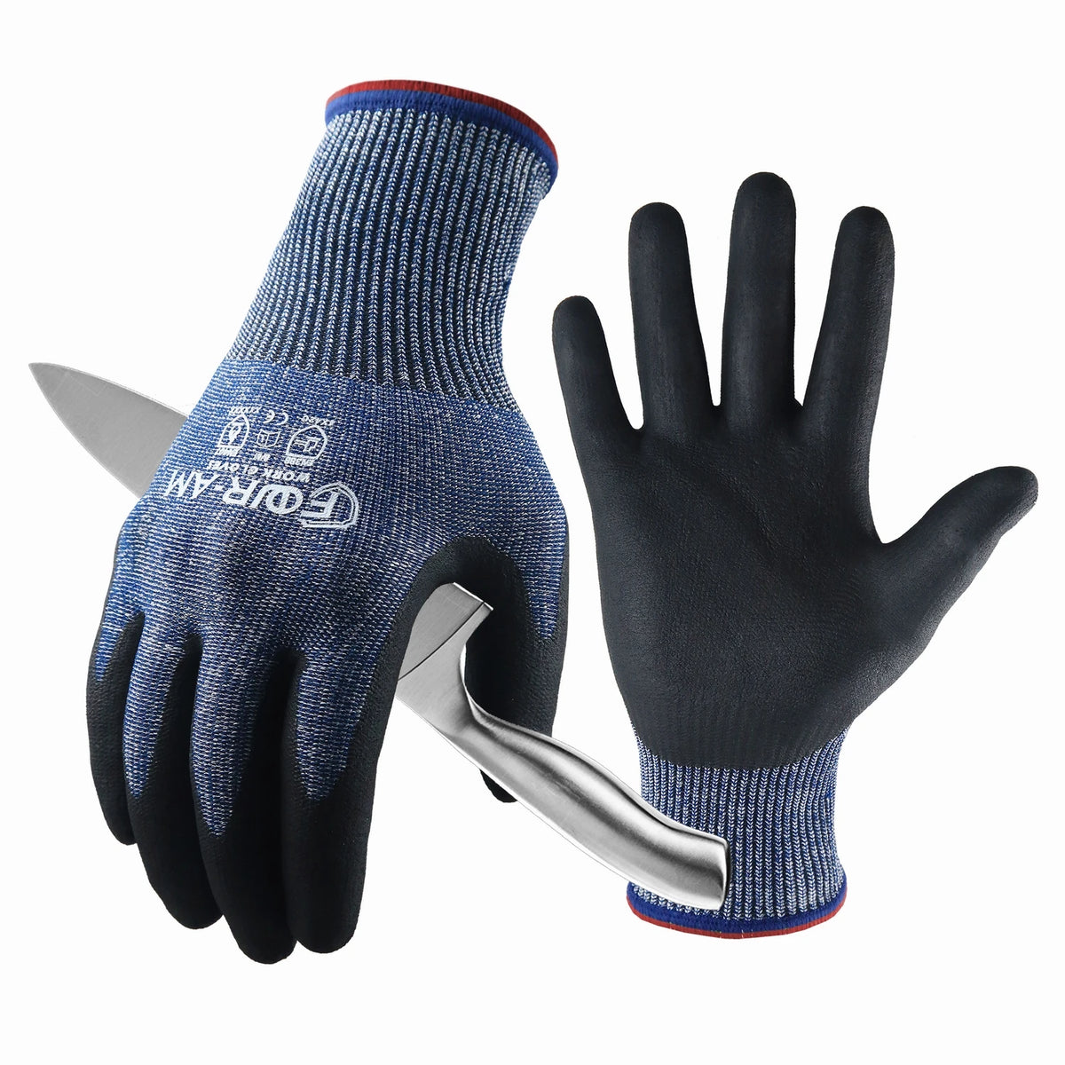 1/3Pair, Level 5Cut-Resistant Gloves, Firm Non-Slip Grip, Heavy Duty Work, Durable & Breathable Nitrile Foam Coated, Touchscreen