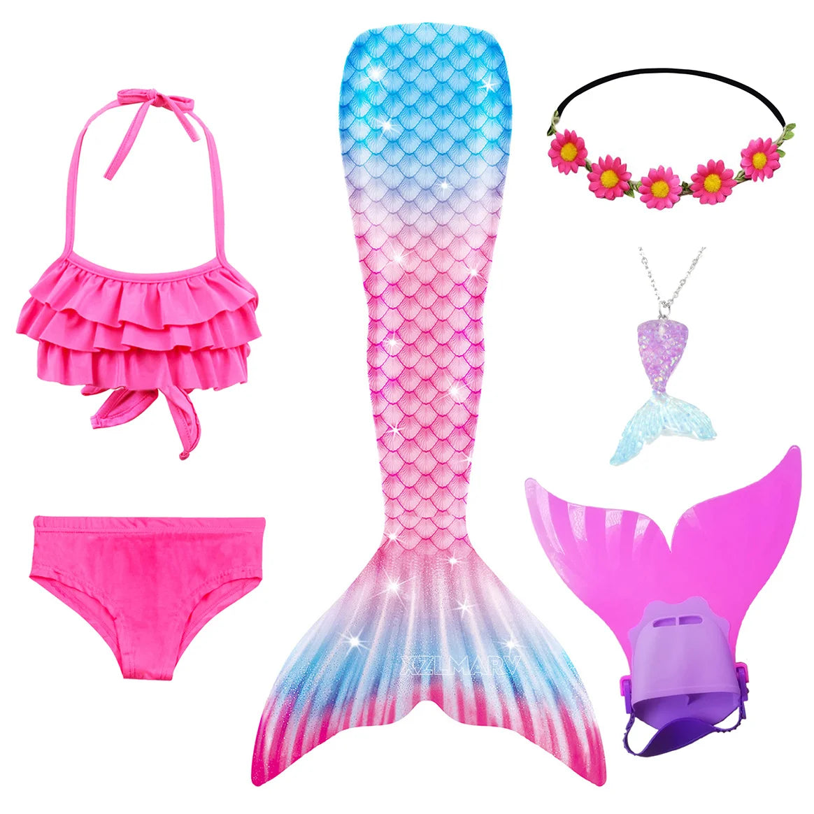 Mermaid Costume for Girl Mermaid Tail for Swimming Can Add Monofin Fin Girls Ariel Mermaid Costumes Cosplay Birthday Gift