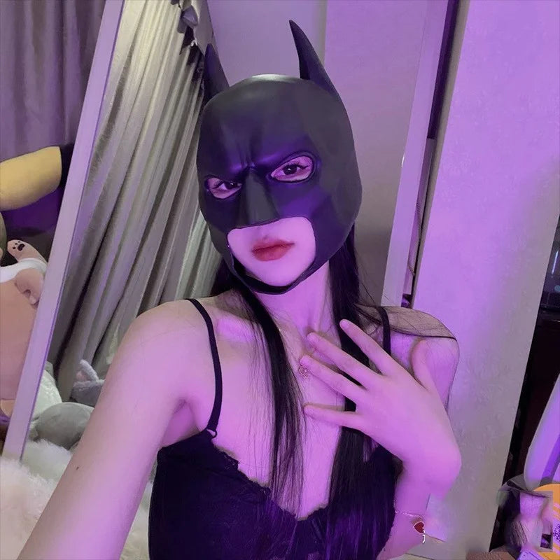 Bat Mask Headgear Latex Material Cosplay Headgear Halloween Night Dance Party Adult Masquerade Mask Latex Mask for Men Anime