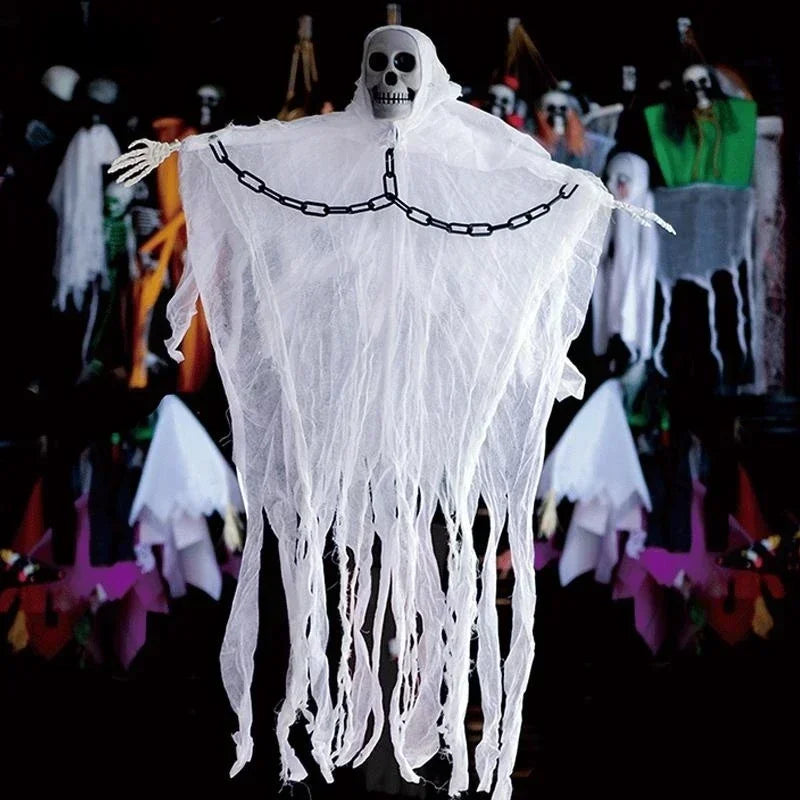 Halloween Hanging Ghost Skull Skeleton Gauze Scary Props Haunted House Outdoor Yard Garden Horror Decoration Lofytain