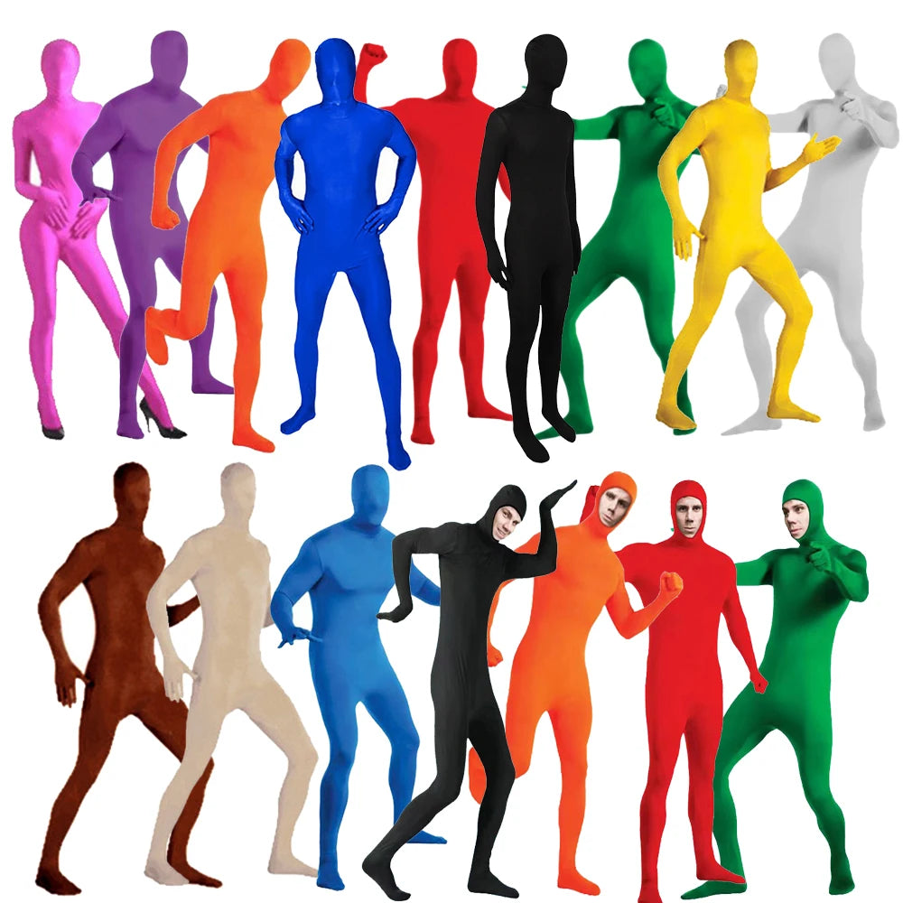 24 Zentai Invisible Jumpsuit Cosplay Costume Bodysuits Halloween Carnival Skin Tight Suit Spandex Stretch Disappearing Jumpsuit