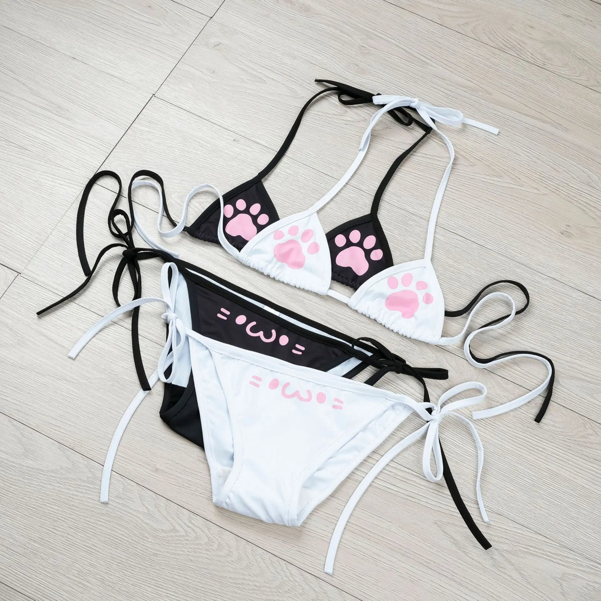 Japanese Anime Kawaii Cat Paw Micro Bikini Set Women Girl Bandage Backless Mini Swimsuit Underwear Lingerie Bathing Suit