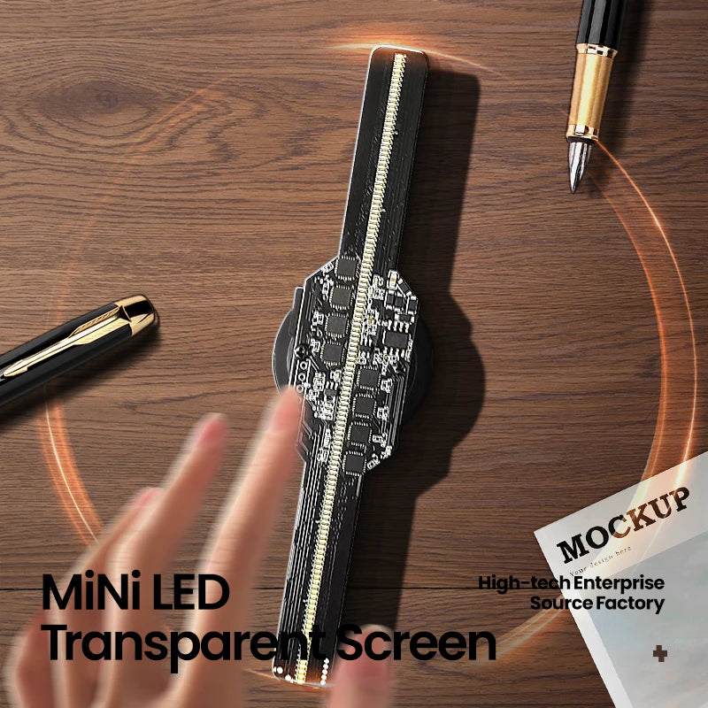 New 15.3 CM Custom Logo Products Transparent LED Display mini 3D Hologram Fan Projector Halloween Christmas Hologram Display