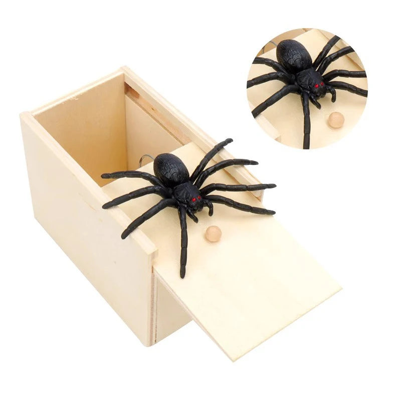 2026 Fashion Trick Spider Funny Scare Box Prank Trick Friend Office Toys Wooden Hidden Box Prank Wooden Scare Box Fun Game