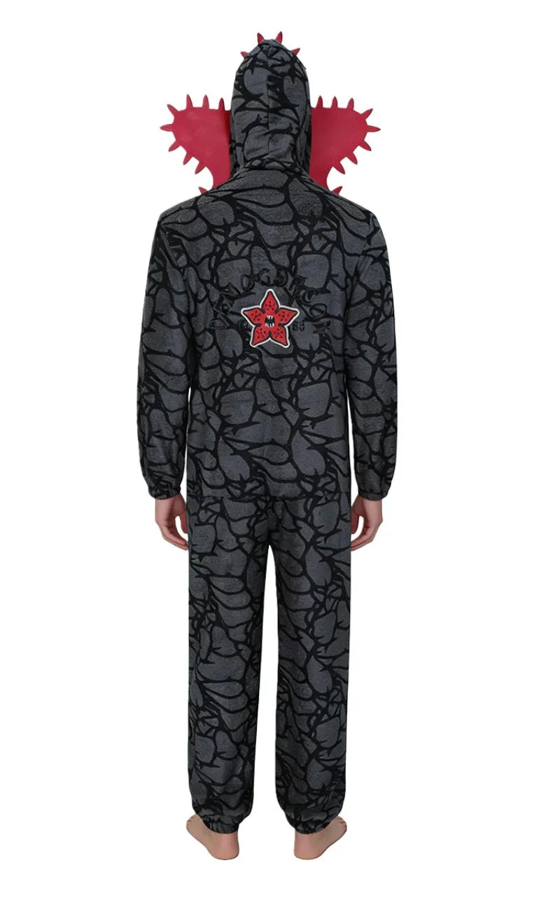 Adult Kids Fall Winter Thicken Cannibal Flower Demogorgon Cosplay Costume Comfortable Flannel Fabric Pajamas Halloween Suit