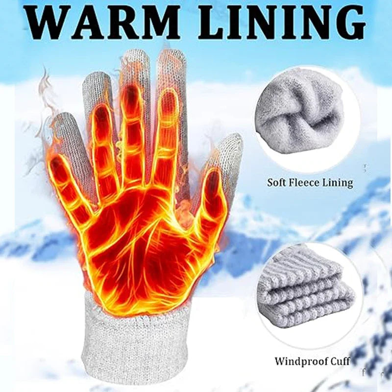 Winter-lined Gloves for Both Men and Women - Thickened Elastic Touch Screen Compatible, Cold-proof and Warm Gloves