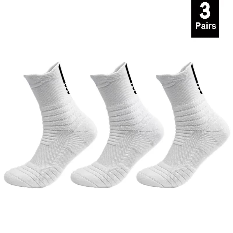 6/3/1 Pairs New Men Sports Running Fitness Flight Short Tube Socks Women's Towel Bottom Basketball Socks Solid Color Black Socks