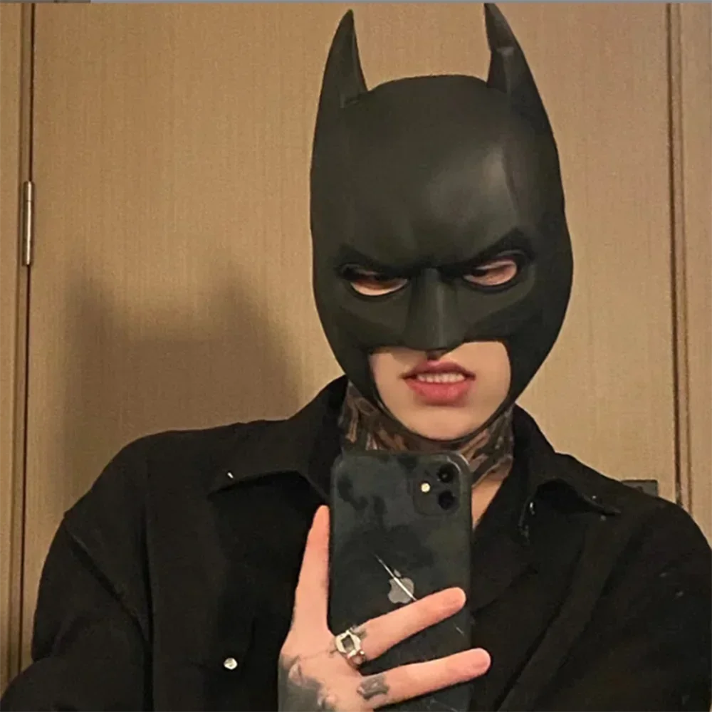 Bat Mask Headgear Latex Material Cosplay Headgear Halloween Night Dance Party Adult Masquerade Mask Latex Mask for Men Anime