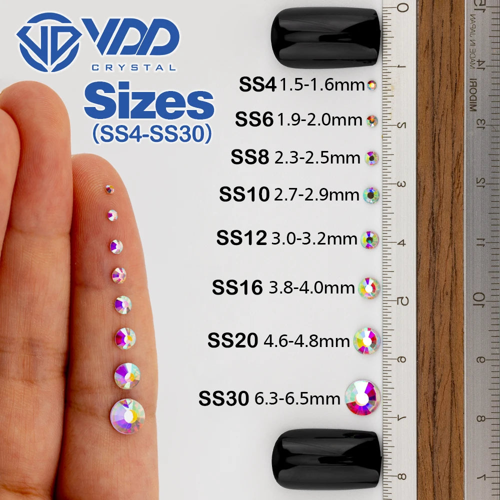 VDD SS4-SS30 AAAAA Top Quality Multi-color AB Glass Rhinestones Crystal Glitter Strass Flat Back Glue On Stones For Nail Art DIY