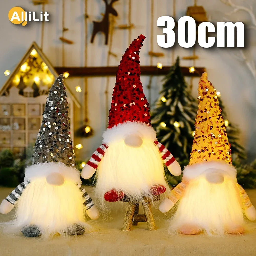 Glowing Knitted Gnome Doll with Led Night Light Christmas Decorations 2026 Home Xmas Tree Decor Navidad New Year 2027 Gift