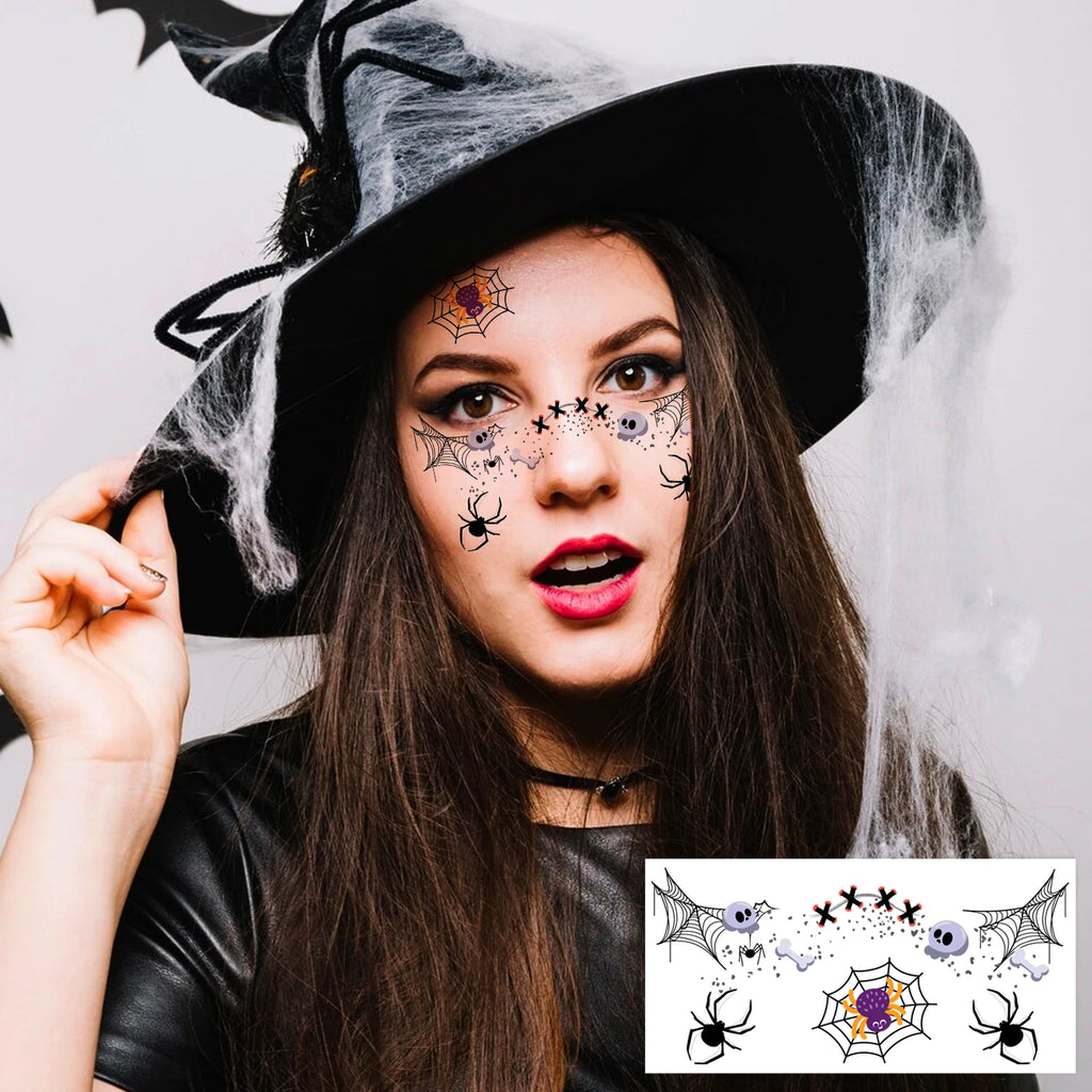 Halloween Blush Face Stickers, Waterproof & Easy to Remove, Cute Temporary Tattoos for Halloween Party Makeup Kit，8 sheets