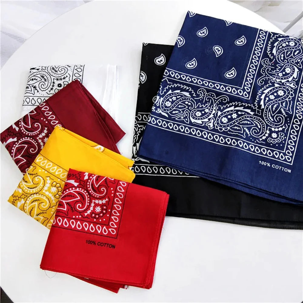 55cm*55cm Fashion Cotton Hip Hop Head Scarf Paisley Square Scarves Headwear Bandanna Hair Band Neck Wrist Wrap Band Accessories