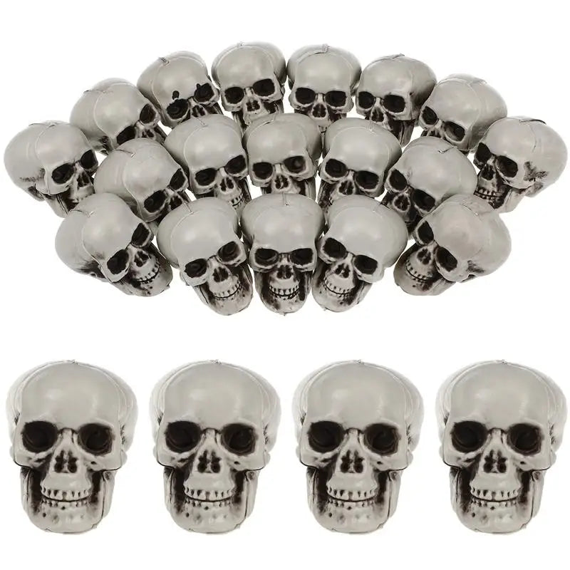 18pcs Halloween Skull Heads Scary Prank Props Terrifying Skull Mini Plastic Ornament For Haunted House Skull Model