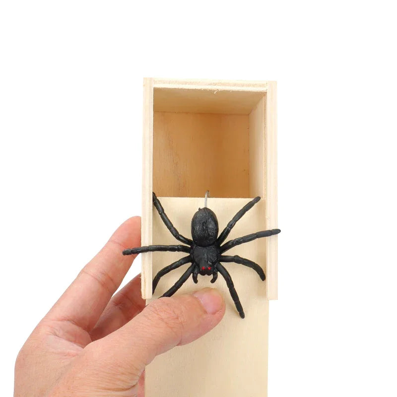 2026 Fashion Trick Spider Funny Scare Box Prank Trick Friend Office Toys Wooden Hidden Box Prank Wooden Scare Box Fun Game
