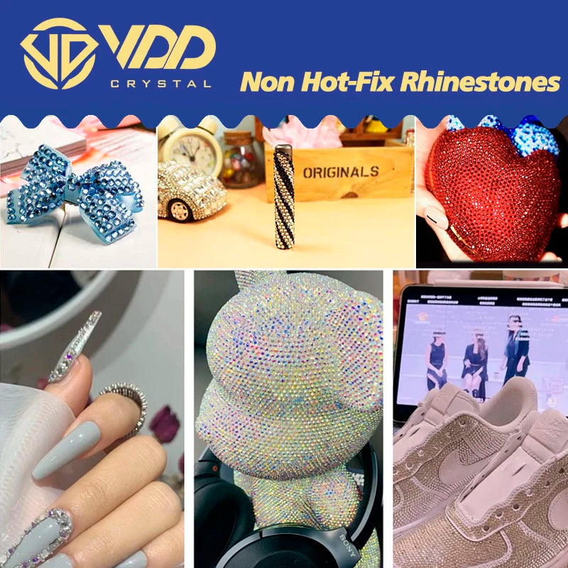 VDD SS4-SS30 AAAAA Top Quality Multi-color AB Glass Rhinestones Crystal Glitter Strass Flat Back Glue On Stones For Nail Art DIY